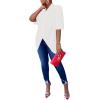 imageLYANER Womens Wrap V Neck Ruched Short Sleeve Split Hem Blouse Shirt Tunic TopWhite