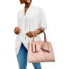 imageLYANER Womens Wrap V Neck Ruched Short Sleeve Split Hem Blouse Shirt Tunic TopWhite