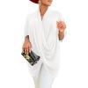imageLYANER Womens Wrap V Neck Ruched Short Sleeve Split Hem Blouse Shirt Tunic TopWhite
