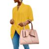imageLYANER Womens Wrap V Neck Ruched Short Sleeve Split Hem Blouse Shirt Tunic TopYellow