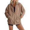 imageLYANER Womens Half Zip Oversized Sweatshirts Pullover Long Sleeve Hoodies Casual Sweater with PocketsKhaki
