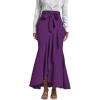 imageLYANER Womens Tie Waist Ruffle Wrap Mermaid Fishtail Hem High Waist Long Maxi SkirtDark Purple