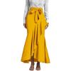 imageLYANER Womens Tie Waist Ruffle Wrap Mermaid Fishtail Hem High Waist Long Maxi SkirtYellow