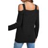 imageLYANER Womens Casual Cold Shoulder Hollow Out Solid Long Sleeve Blouse Tunic Shirts TopBlack