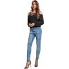 imageLYANER Womens Casual Cold Shoulder Hollow Out Solid Long Sleeve Blouse Tunic Shirts TopBlack