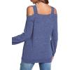 imageLYANER Womens Casual Cold Shoulder Hollow Out Solid Long Sleeve Blouse Tunic Shirts TopBlue