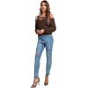 imageLYANER Womens Casual Cold Shoulder Hollow Out Solid Long Sleeve Blouse Tunic Shirts TopDark Brown