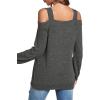 imageLYANER Womens Casual Cold Shoulder Hollow Out Solid Long Sleeve Blouse Tunic Shirts TopDark Gray