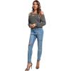 imageLYANER Womens Casual Cold Shoulder Hollow Out Solid Long Sleeve Blouse Tunic Shirts TopDark Gray