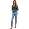 imageLYANER Womens Casual Cold Shoulder Hollow Out Solid Long Sleeve Blouse Tunic Shirts TopDark Green