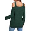 imageLYANER Womens Casual Cold Shoulder Hollow Out Solid Long Sleeve Blouse Tunic Shirts TopDark Green