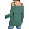 imageLYANER Womens Casual Cold Shoulder Hollow Out Solid Long Sleeve Blouse Tunic Shirts TopGreen
