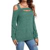 imageLYANER Womens Casual Cold Shoulder Hollow Out Solid Long Sleeve Blouse Tunic Shirts TopGreen