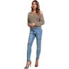 imageLYANER Womens Casual Cold Shoulder Hollow Out Solid Long Sleeve Blouse Tunic Shirts TopLight Brown