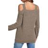 imageLYANER Womens Casual Cold Shoulder Hollow Out Solid Long Sleeve Blouse Tunic Shirts TopLight Brown