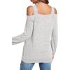 imageLYANER Womens Casual Cold Shoulder Hollow Out Solid Long Sleeve Blouse Tunic Shirts TopLight Gray