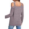 imageLYANER Womens Casual Cold Shoulder Hollow Out Solid Long Sleeve Blouse Tunic Shirts TopLight Purple