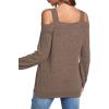 imageLYANER Womens Casual Cold Shoulder Hollow Out Solid Long Sleeve Blouse Tunic Shirts TopMocha