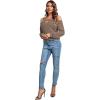 imageLYANER Womens Casual Cold Shoulder Hollow Out Solid Long Sleeve Blouse Tunic Shirts TopMocha