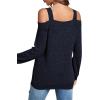 imageLYANER Womens Casual Cold Shoulder Hollow Out Solid Long Sleeve Blouse Tunic Shirts TopNavy Blue