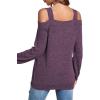 imageLYANER Womens Casual Cold Shoulder Hollow Out Solid Long Sleeve Blouse Tunic Shirts TopPurple