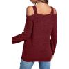 imageLYANER Womens Casual Cold Shoulder Hollow Out Solid Long Sleeve Blouse Tunic Shirts TopWine Red