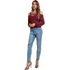 imageLYANER Womens Casual Cold Shoulder Hollow Out Solid Long Sleeve Blouse Tunic Shirts TopWine Red