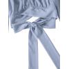 imageLYANER Womens Cute Off Shoulder Long Sleeve Self Tie Knot Crop Tube Top BlouseBaby Blue