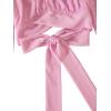 imageLYANER Womens Cute Off Shoulder Long Sleeve Self Tie Knot Crop Tube Top BlouseBaby Pink