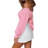 imageLYANER Womens Cute Off Shoulder Long Sleeve Self Tie Knot Crop Tube Top BlouseBaby Pink