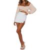 imageLYANER Womens Cute Off Shoulder Long Sleeve Self Tie Knot Crop Tube Top BlouseBeige