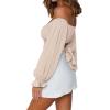 imageLYANER Womens Cute Off Shoulder Long Sleeve Self Tie Knot Crop Tube Top BlouseBeige