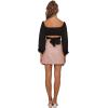 imageLYANER Womens Cute Off Shoulder Long Sleeve Self Tie Knot Crop Tube Top BlouseBlack