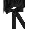 imageLYANER Womens Cute Off Shoulder Long Sleeve Self Tie Knot Crop Tube Top BlouseBlack