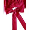 imageLYANER Womens Cute Off Shoulder Long Sleeve Self Tie Knot Crop Tube Top BlouseBurgundy