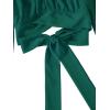 imageLYANER Womens Cute Off Shoulder Long Sleeve Self Tie Knot Crop Tube Top BlouseDark Green1