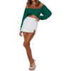imageLYANER Womens Cute Off Shoulder Long Sleeve Self Tie Knot Crop Tube Top BlouseDark Green1