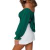 imageLYANER Womens Cute Off Shoulder Long Sleeve Self Tie Knot Crop Tube Top BlouseDark Green1