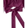 imageLYANER Womens Cute Off Shoulder Long Sleeve Self Tie Knot Crop Tube Top BlouseDeep Magenta