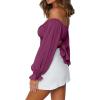 imageLYANER Womens Cute Off Shoulder Long Sleeve Self Tie Knot Crop Tube Top BlouseDeep Magenta