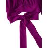 imageLYANER Womens Cute Off Shoulder Long Sleeve Self Tie Knot Crop Tube Top BlouseDeep Purple