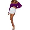 imageLYANER Womens Cute Off Shoulder Long Sleeve Self Tie Knot Crop Tube Top BlouseDeep Purple