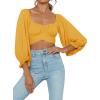 imageLYANER Womens Cute Off Shoulder Long Sleeve Self Tie Knot Crop Tube Top BlouseGinger