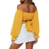 imageLYANER Womens Cute Off Shoulder Long Sleeve Self Tie Knot Crop Tube Top BlouseGinger