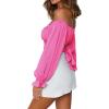 imageLYANER Womens Cute Off Shoulder Long Sleeve Self Tie Knot Crop Tube Top BlouseHot Pink