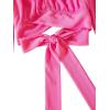 imageLYANER Womens Cute Off Shoulder Long Sleeve Self Tie Knot Crop Tube Top BlouseHot Pink