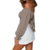 imageLYANER Womens Cute Off Shoulder Long Sleeve Self Tie Knot Crop Tube Top BlouseKhaki