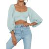 imageLYANER Womens Cute Off Shoulder Long Sleeve Self Tie Knot Crop Tube Top BlouseMint Green
