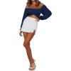 imageLYANER Womens Cute Off Shoulder Long Sleeve Self Tie Knot Crop Tube Top BlouseNavy