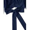 imageLYANER Womens Cute Off Shoulder Long Sleeve Self Tie Knot Crop Tube Top BlouseNavy